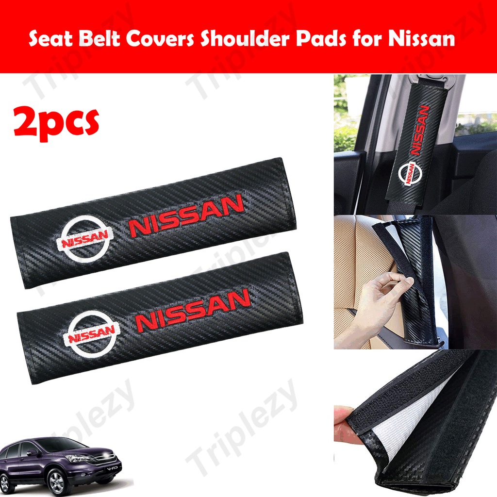 Seat Belt Pads 2 Pcs Car Seat Belt Covers for GTI Carbon Fibre Embroidered Shoulder Pads Automotive Interior Modeling Accessories Seat Belt Padding 