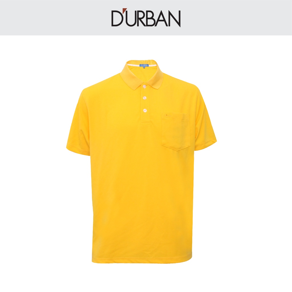 DURBAN Plain Yellow Premium Stretchable Soft Cotton Polo with Pocket