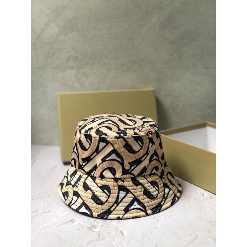 Burberry Premium Grade Monogram Print Cotton Canvas Bucket Hat in Dark  beige | Shopee Malaysia
