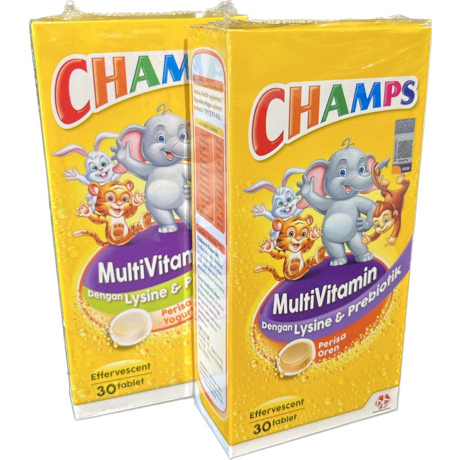 CHAMPS MULTIVITAMIN PLUS LYSINE & PREBIOTICS ORANGE / YOGHURT ETABS 30S