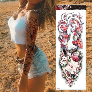 Large Arm Sleeve Tattoo Tiger Skull Owl Waterproof Temporary Tatto Sticker Fox Lion Body Art Full Fake Tatoo Women Men Shopee Malaysia