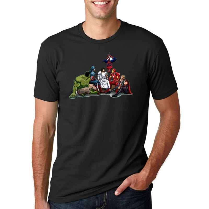 jesus and superheroes shirt