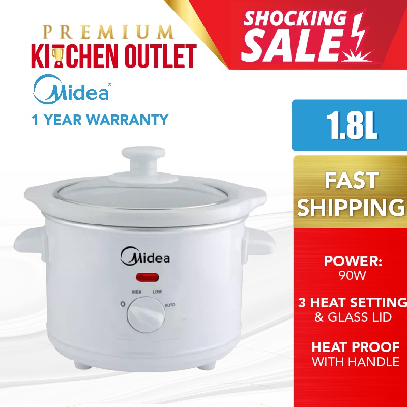 Midea 1.8L Slow Cooker MSCK-TH18 With Heat-Proof Handle | Elba 6.5L Slow Cooker Variable Thermostat Control ESCO-K6569