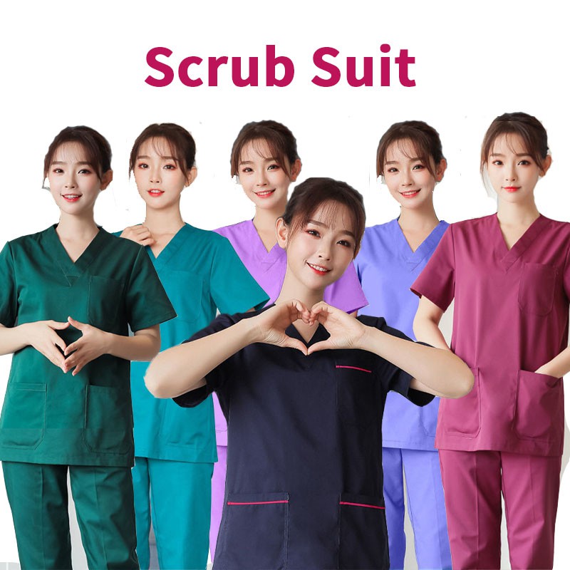 Free Name Scrub Suit Scrub Baju medical suits for women Short Sleeve