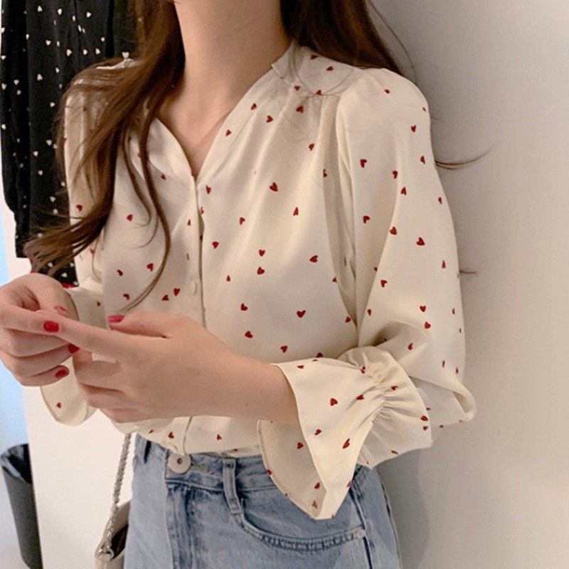  korean  style women ladies chiffon  shirt blouse baju  baju  