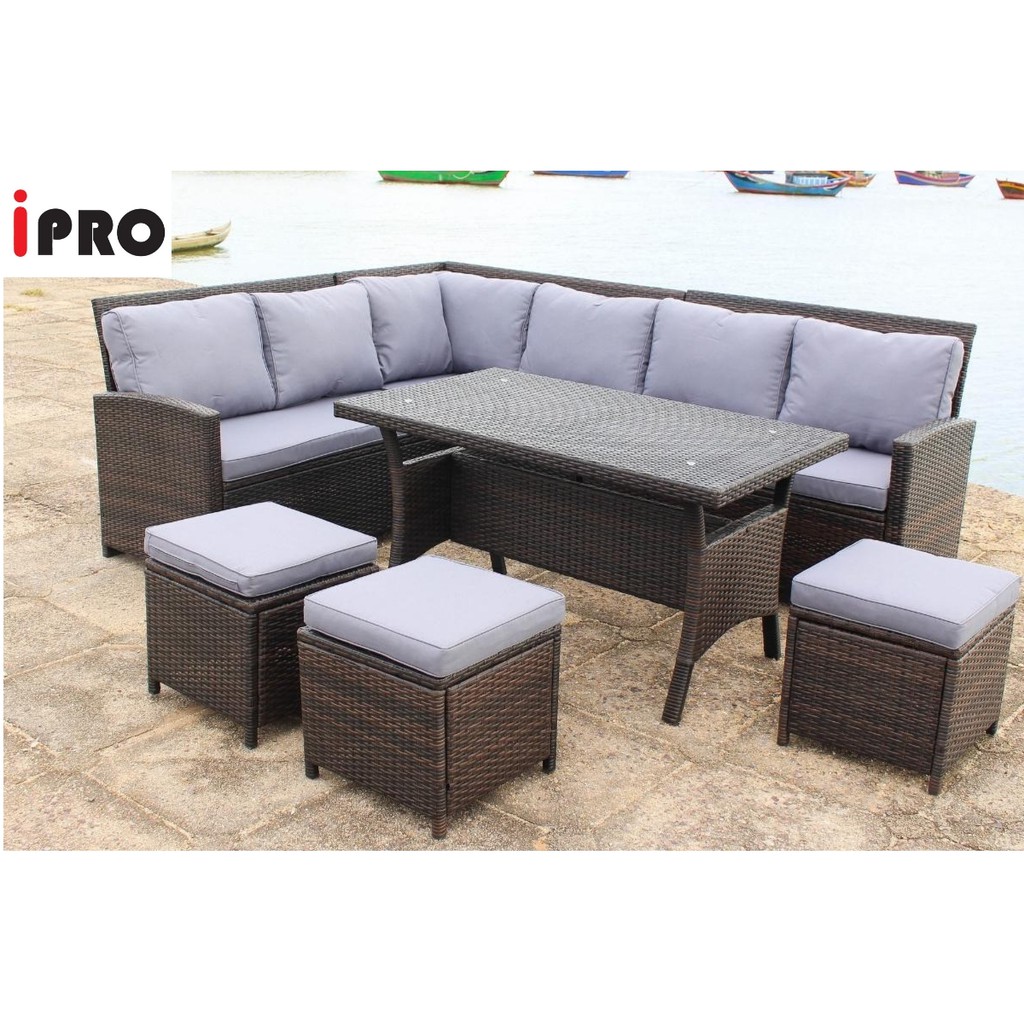 IPRO Rattan Sofa  Dining set Indoor Outdoor Garden Sofa  7 