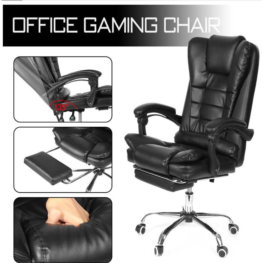 reclining office chair adjustable rotating lift pu leather gaming chair  armchair with footrest for home office furniture