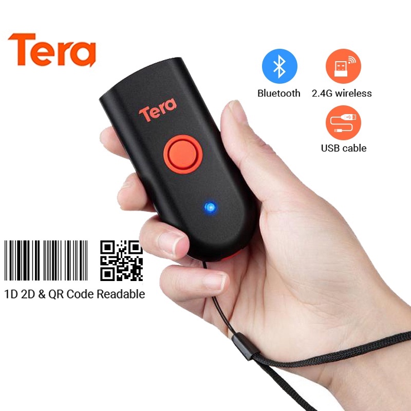 Tera 1D 2D QR Code Barcode Scanner Waterproof Mini Scanner 3in1 Wireless Bar Code Reader Portable Scanner Barcode 1100
