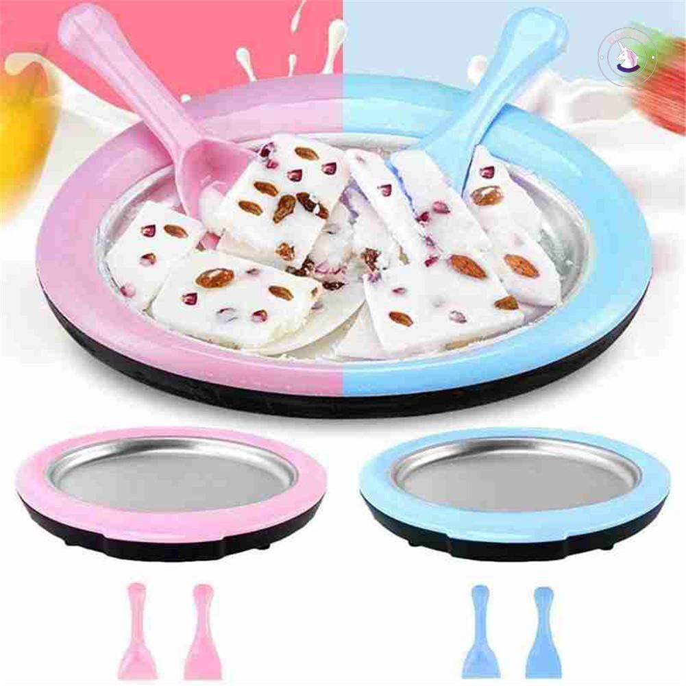 GOSB DIY Rolled Ice Cream Maker with 2 Spatulas Mini Fried Yogurts Machine Fry Ice Plate Homemade Ice Cream Roll Maker