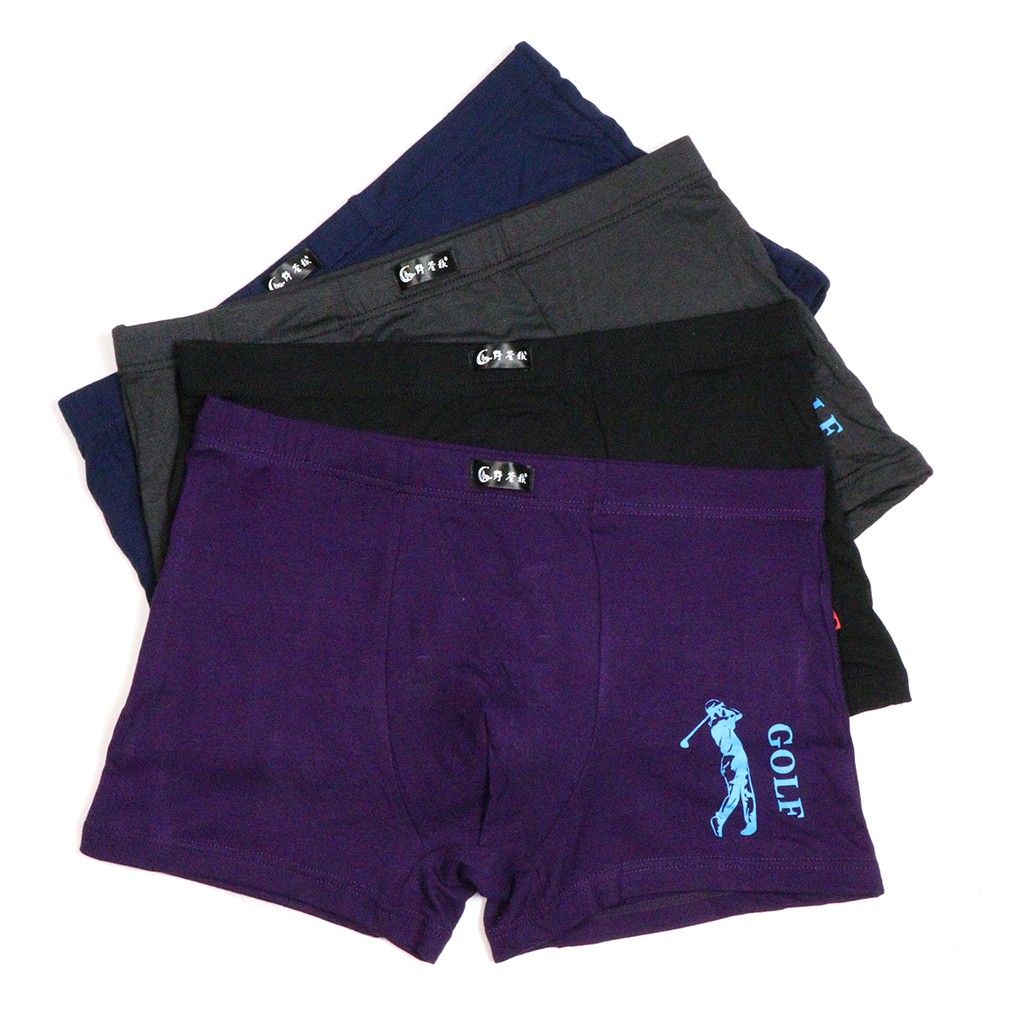 4pcs/set Men's Boxer Golf Print Stretch Cotton Comfortable Underwear
