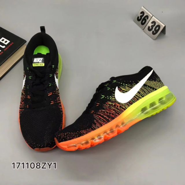orange and green nike sneakers