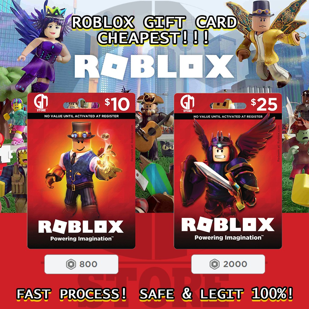Roblox Game Card Gift Card Usd 10 Usd 25 Voucher 10 20 Shopee Malaysia - roblox 10 gift card