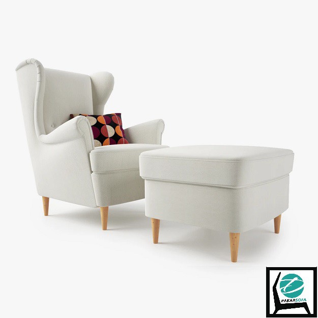 Hot Item White Wing Chair Ikea Concept Design Free Stool Shopee Malaysia