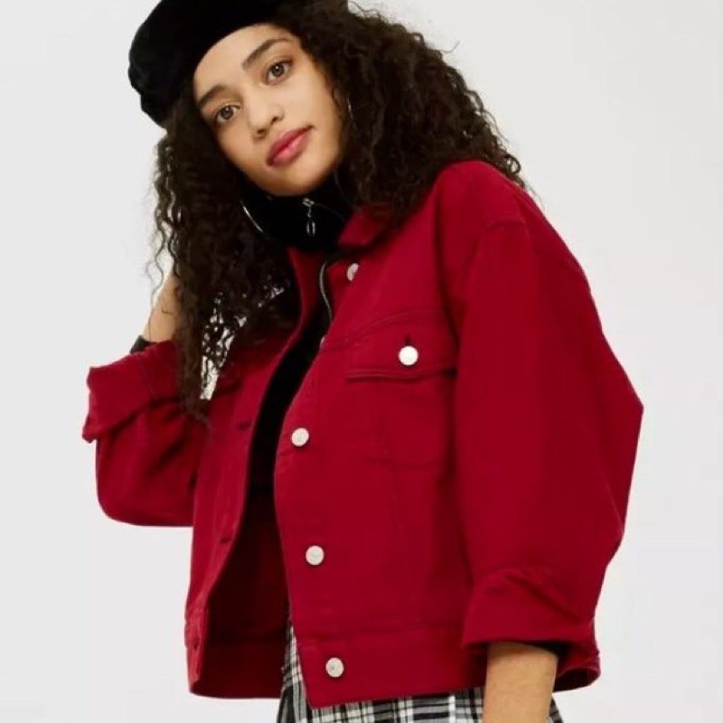 red denim jacket topshop