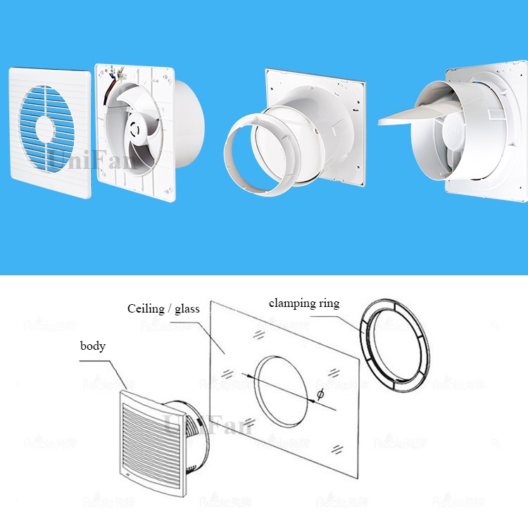 UM 4''6''8 inch bathroom exhaust fan ventilation fan kipas ekzos