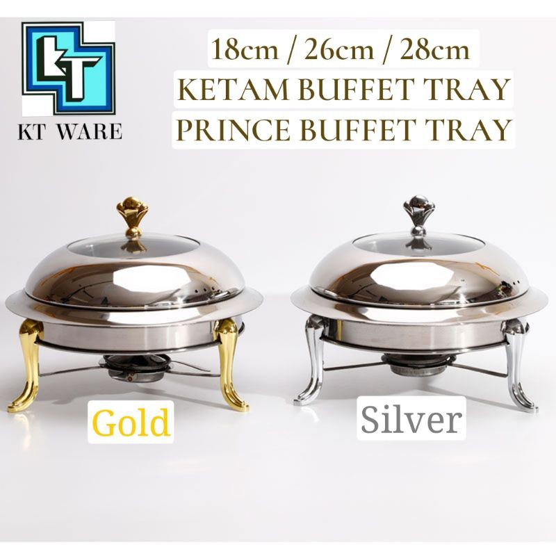 KT WARE 26cm 28cm stainless Steel round buffet set / chafing dish