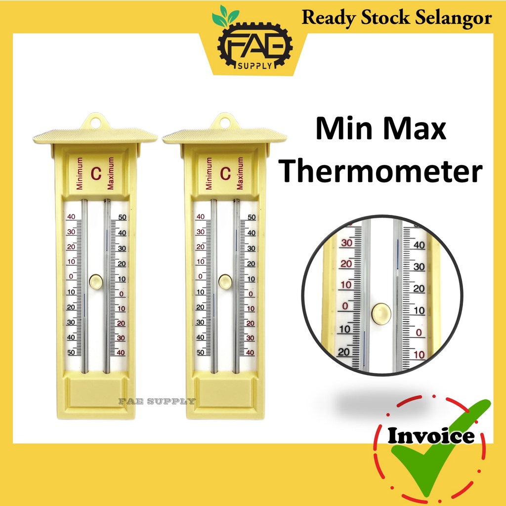 Min Max Thermometer mercury memory analog green house