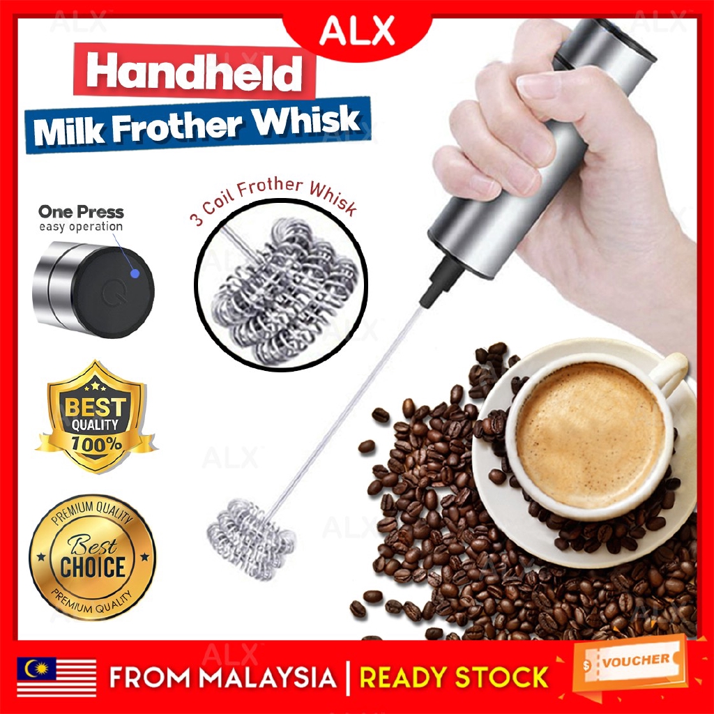 Electric Milk Frother Spring Whisk Head Handheld Foam Maker Coffee Alat Pembuat buih kopi susu Pemukul Telur Eletrik kek