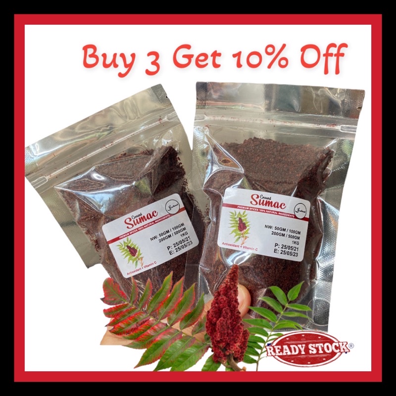 50g SUMAC HERBS POWDER ORIGINAL SYRIA /Serbuk Summac Original Ground