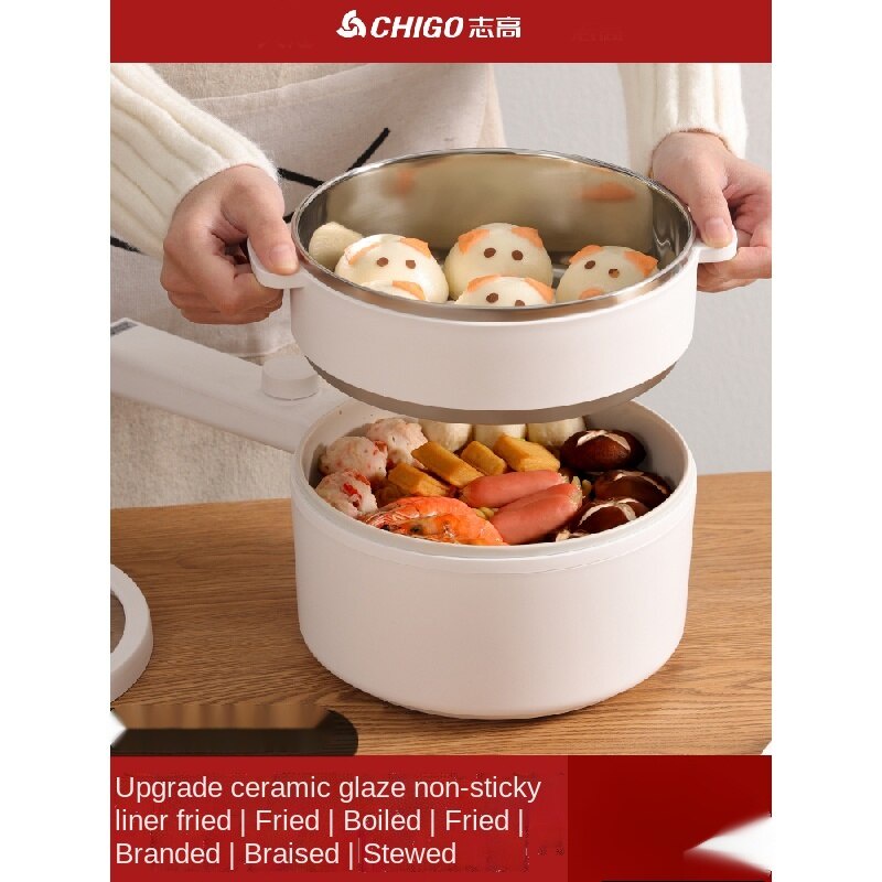 Electric Skillet Dormitory Students Pot All-in-One Household Electric Hot Pot Small Steamed Fried Cooking Noodle Pot