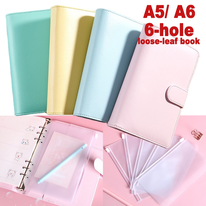 A5/A6 Leather Binder Refill Notebook Cover Diary Stationery Storage Bag cash budget planner organizer Spiral Binder Plan