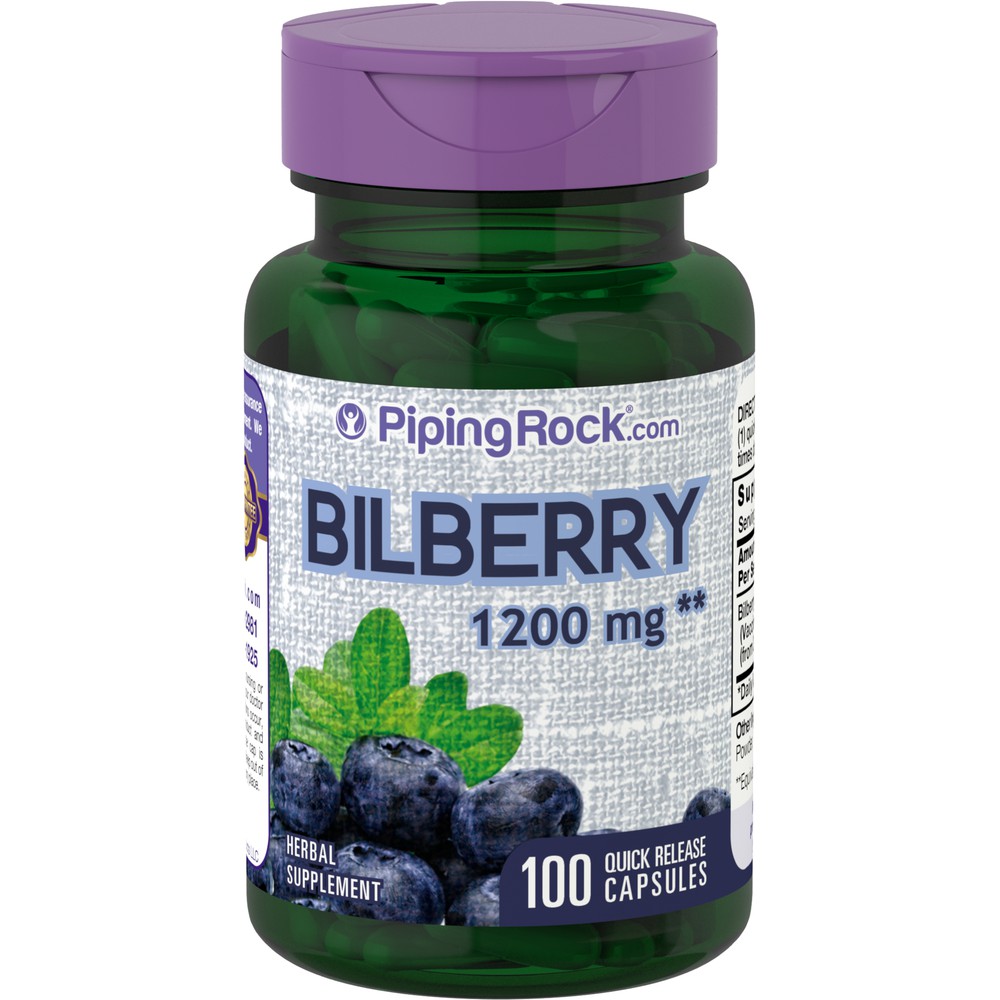 Bilberry Extract, 1200 mg, 100 Capsules (For Healthy Eyes Vision
