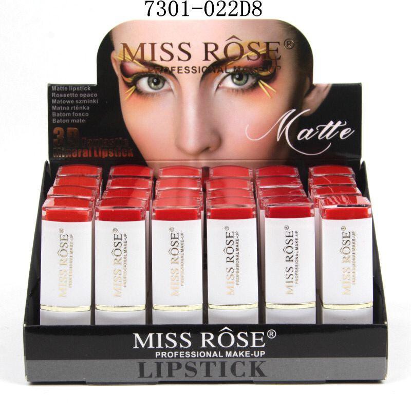 NEW MISS ROSE WATER PROOF LONG LASTING MATTE LIPSTICK HIGH RED EDITION 24PC /BOX