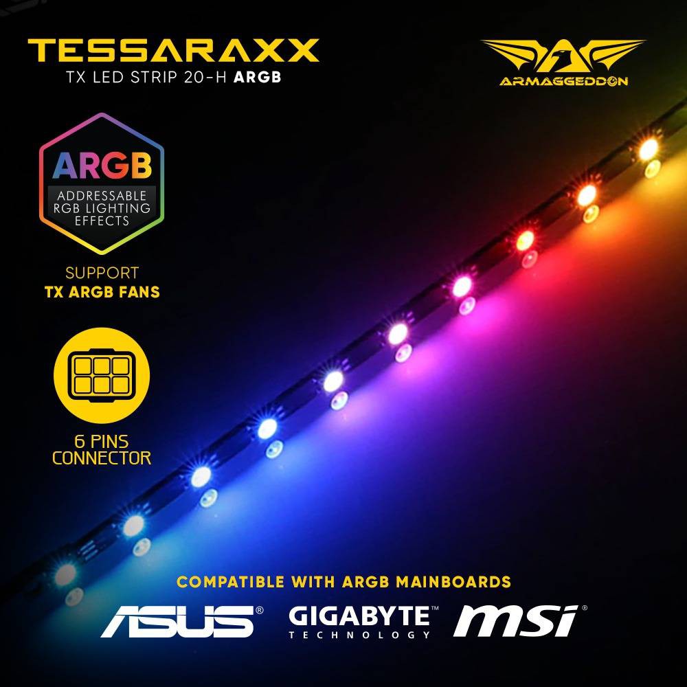 Armaggeddon Tessaraxx ARGB LED Strip 20CM (6 Pin Connector (Use With  Armaggeddon Control Board)) | Shopee Malaysia