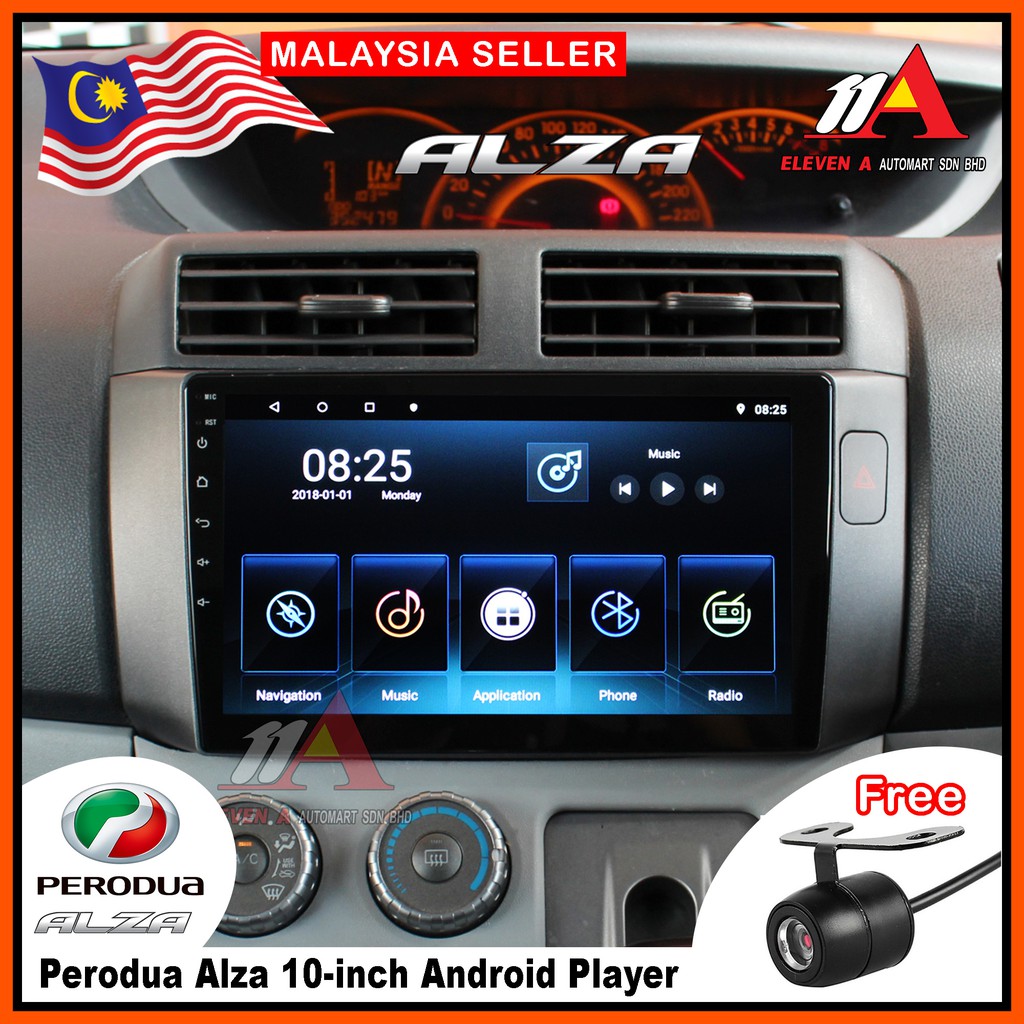 Dark Grey Perodua Alza T3 Allwinner Quad Core 10 Ips Screen Alza Android Player Car Andriod Wifi 10 Inch Casing