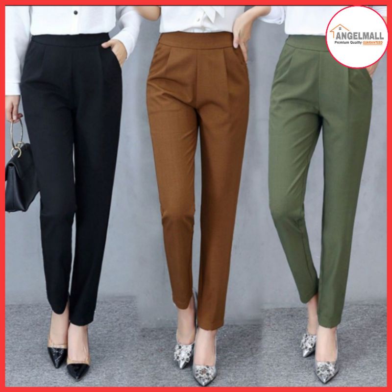 Plus Size Women Long Pants Slim Fit with Pocket. Shopee Malaysia