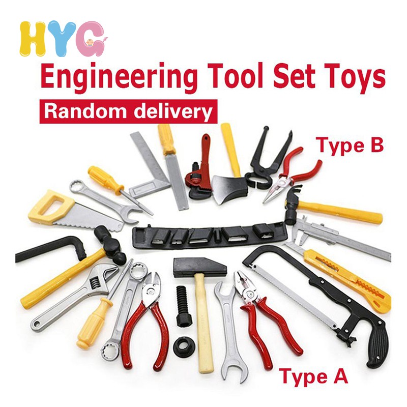 28pcs Kids Plastic Building Toy Simulation Engineering and Engineer Disassembly Educational Learning Gifts Screwdriver Pliers Tools Boy Toys