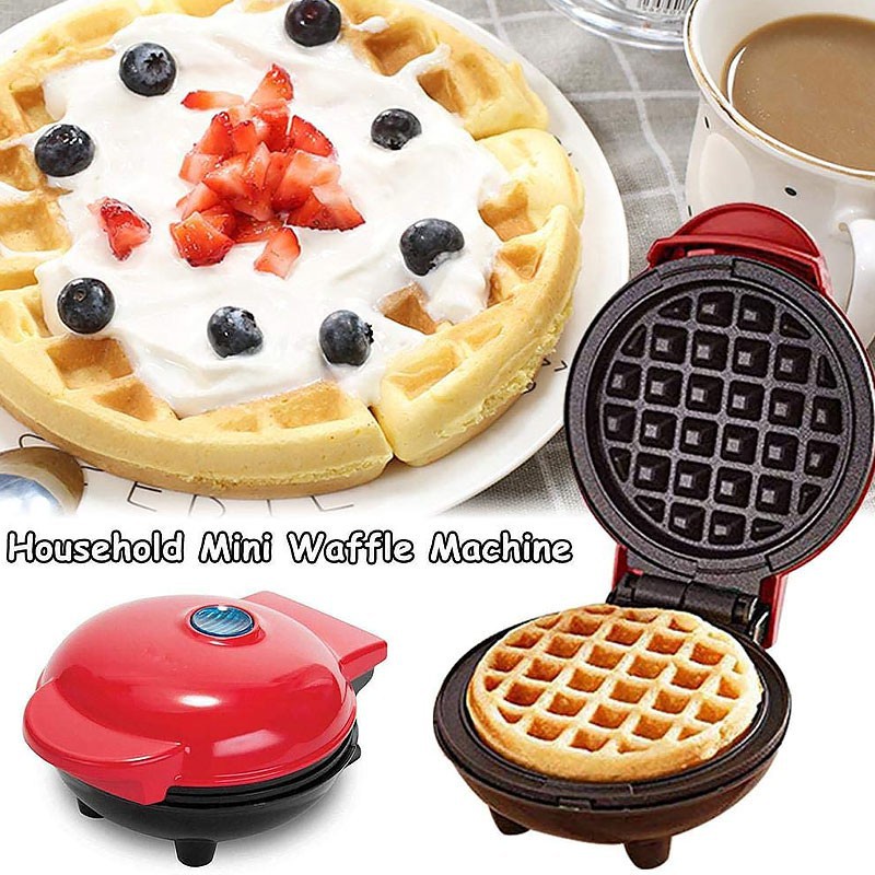 Mini Waffle Electric Maker Non Stick Breakfast Pastry Pancakes Sandwich LED Light EU Plug Dapur Kitchen Household