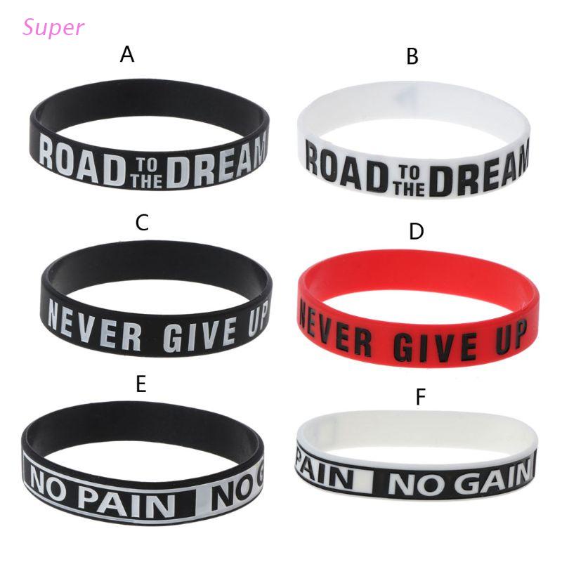 Super Road to the Dream Never Give Up Motivational Bracelets Silicone Rubber Band Elastic Inspirational Bracelets Jewelry Gift