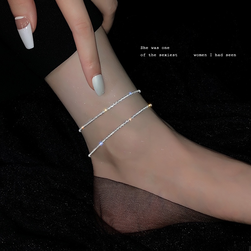 925 Silver Sparkling Anklet Female Summer Ins New Anklet Necklace Bracelet Ring Ladies Hot Sale Jewelry Accessories Gift