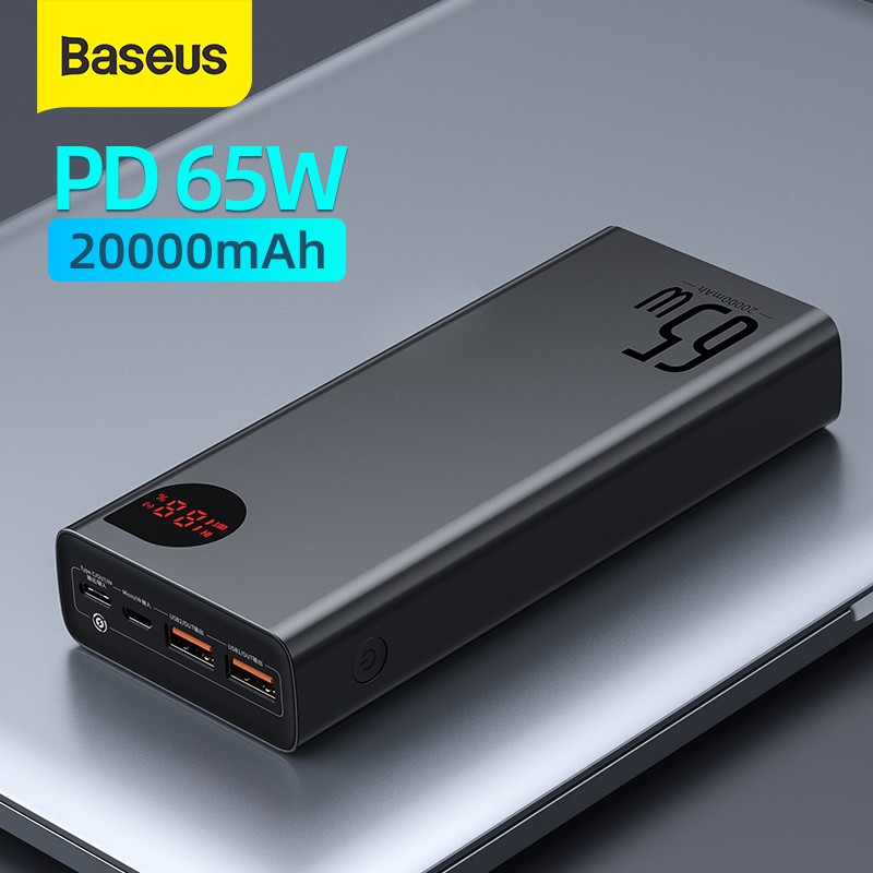Baseus 65w Power Bank 20000mah Portable Fast Charging Powerbank Type C Pd Qucik Charging For 2172