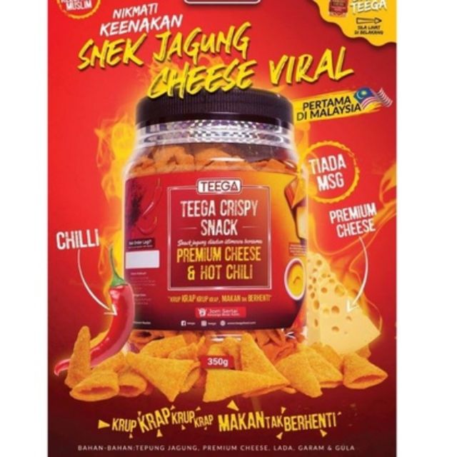 Teega Kerepek Jagung Perisa Premium Cheese And Hot Chili Shopee Malaysia