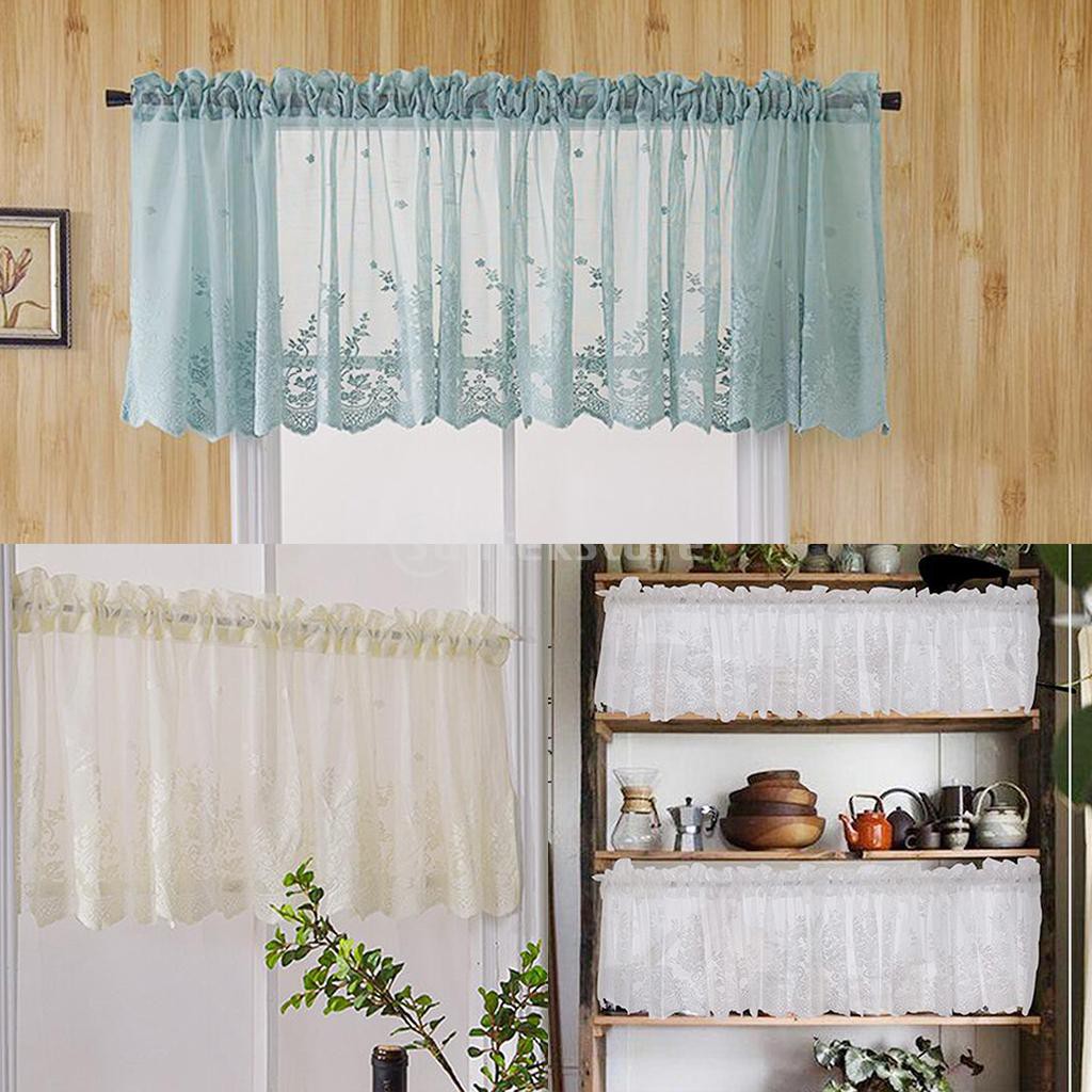 Embroidered Elegant Voile Sheer Kitchen Cafe Privacy Window