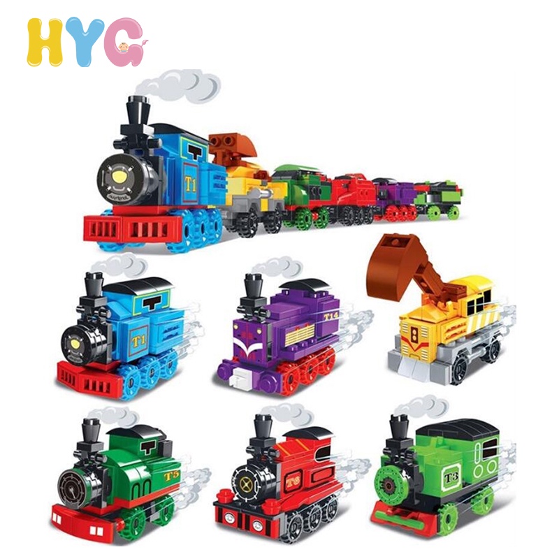 HYG Toys Train Story Capsule Toys Changeable Children’s Intelligence Assembling Building Block Toys