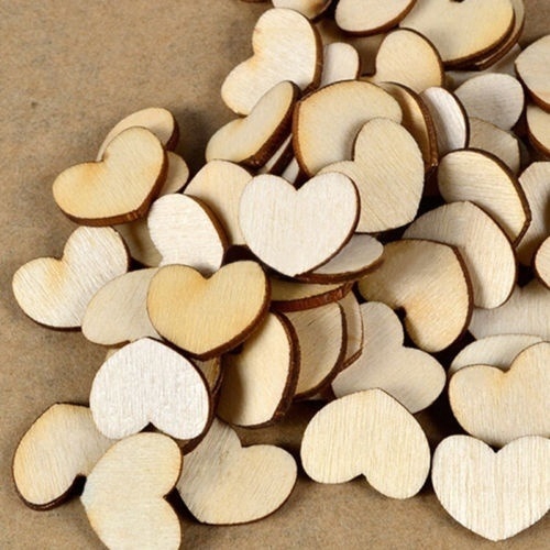 100pcs Wooden Love Hearts Craft Confession Wedding Rustic Table DIY Decoration