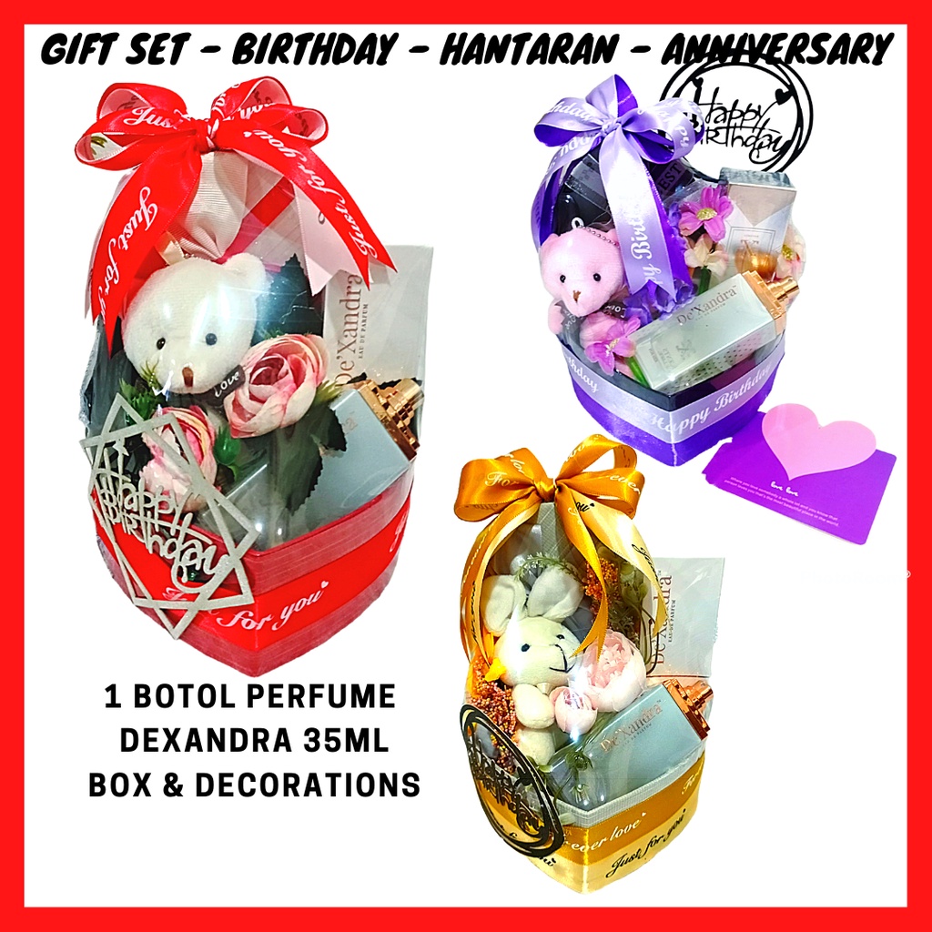 SET HANTARAN PERFUME DEXANDRA SUPRISE BOX FOR BIRTHDAY HADIAH HARI