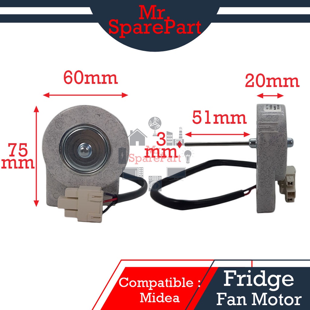 ( Compatible MIDEA ) Fridge Fan Motor ZWF024 (MC 20126) (M9D9505