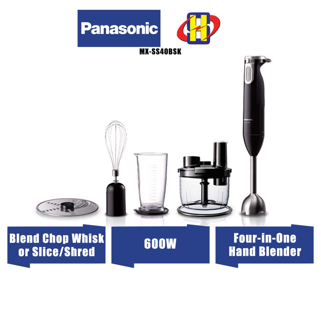 Panasonic Hand Mixer (600W) Four-in-one 4 Blade Stainless Steel Hand Blender MX-SS40 / MX-SS40BSK