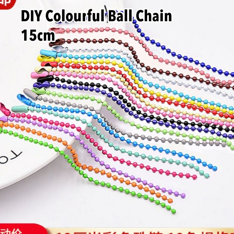 Colorful Ball Chain DIY Round Bead Key chain pendant Chain Connector 15cm 2.4mm DIY链条