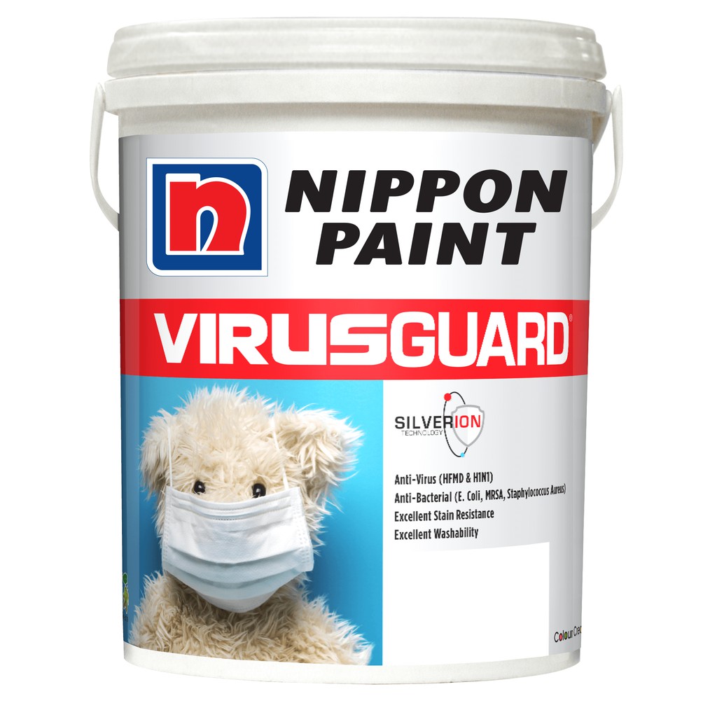 1l Nippon Paint Virusguard Virus Guard For Interior Wall Cat Dalam Rumah White Putih Malaysia