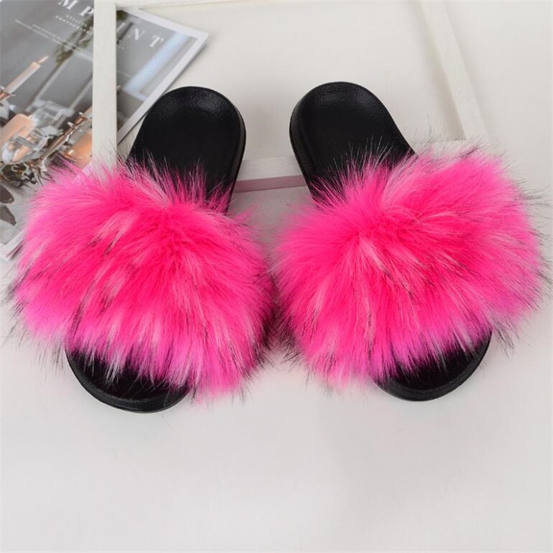 faux fur fluffy sandals