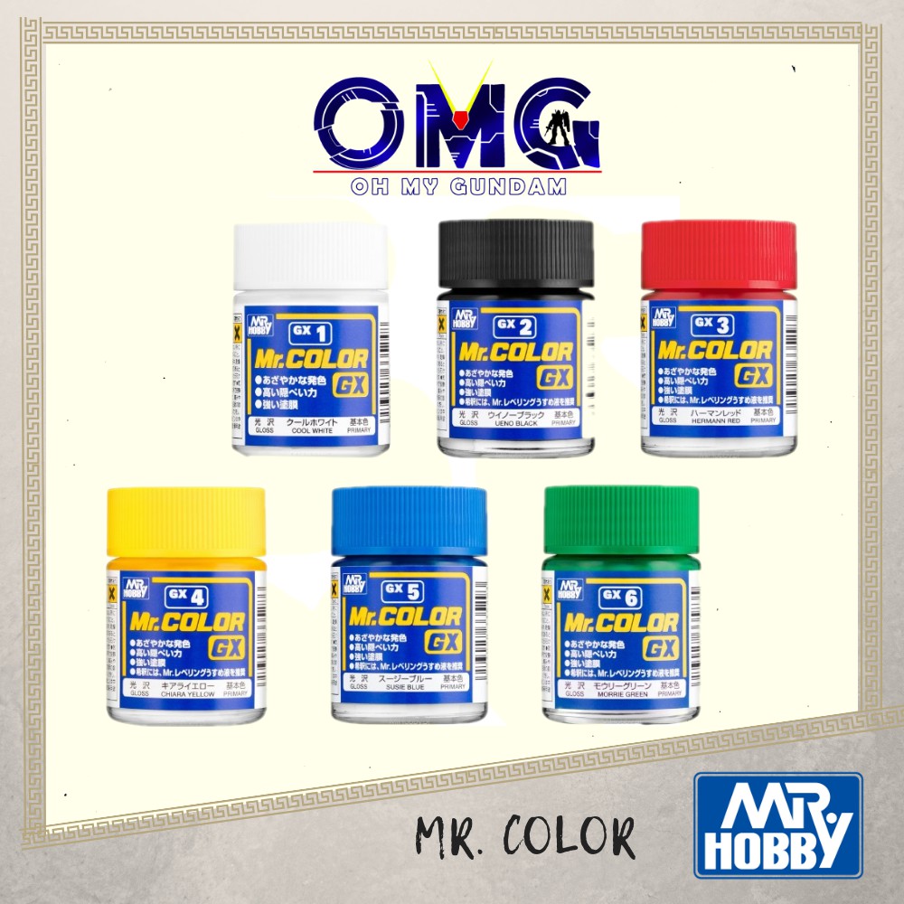 GX1-GX6 Mr Hobby Paint Mr Color GX OMG White Black Red Yellow Blue ...