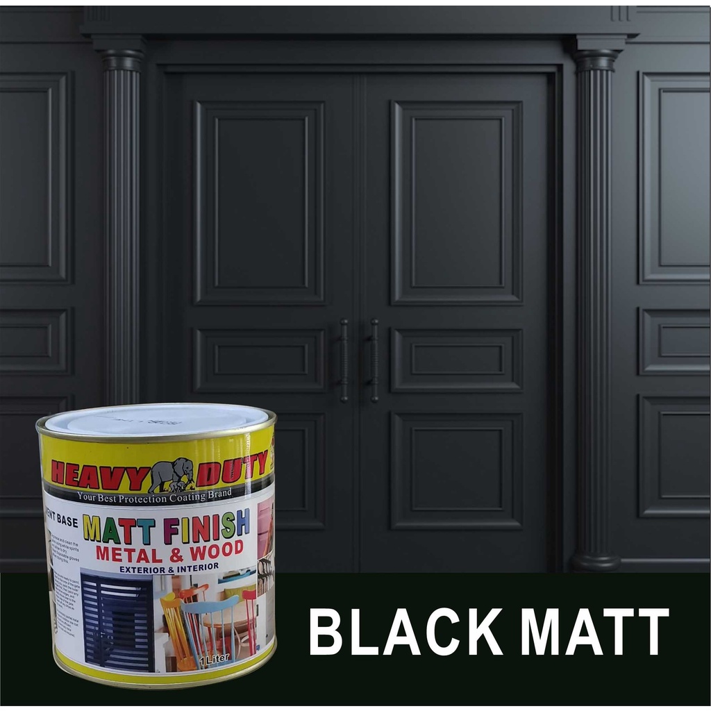 BLACK MATT ( MATT FINISH HEAVY DUTY ) 1L (FREE 1.5" BRUSH ) HIGH ENAMEL