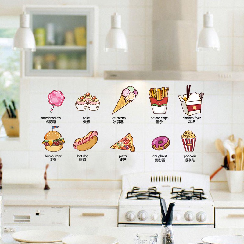 Creative Cartoon Kitchen Cabinet Stickers Decorative Refrigerator Stickers Water