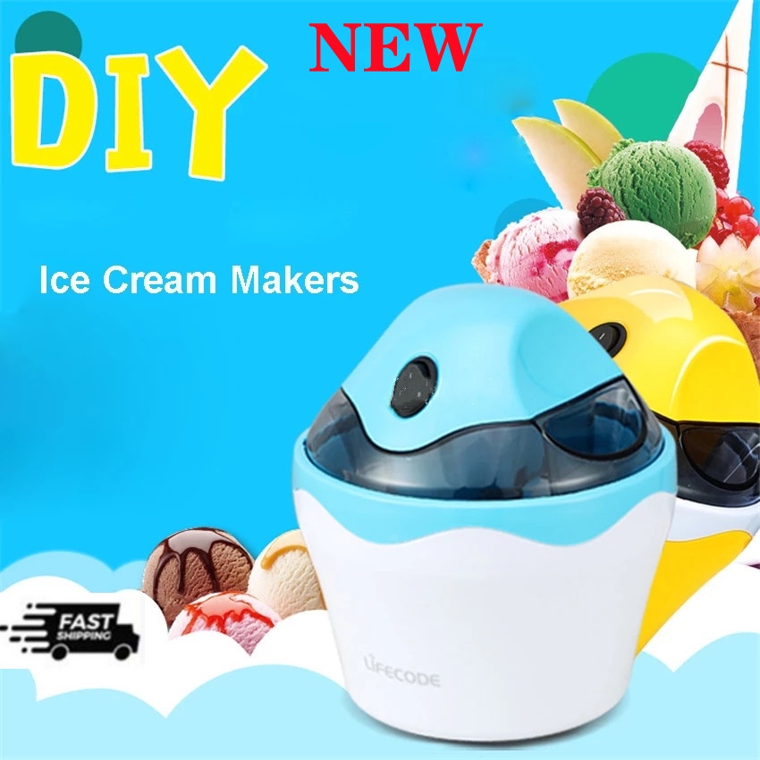 NEW DIY soft and hard ice cream machine Family Fully Automatic Ice Cream Machine Self Made Fruit