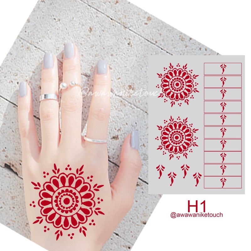 Inai Sticker Viral By Awawanike (Part 1) | Henna Sticker Viral | Shopee ...